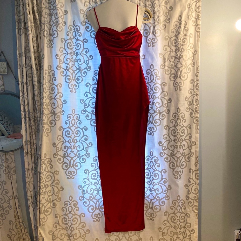 Scarlet red fitted maxi dress (formal)